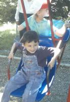 Marusica and Margaret on the swings.